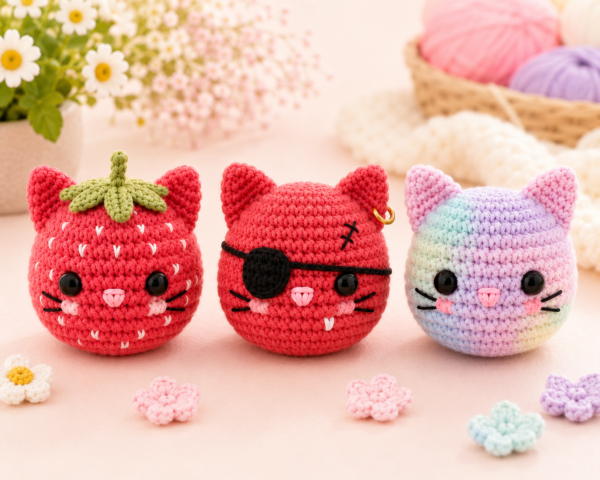 ChatGPT Image May 22, 2026, 05_19_09 AM Mini Cat Face Crochet Pattern PDF | Cute Crochet Cat Plushie Keychain | Beginner Amigurumi Cat Pattern