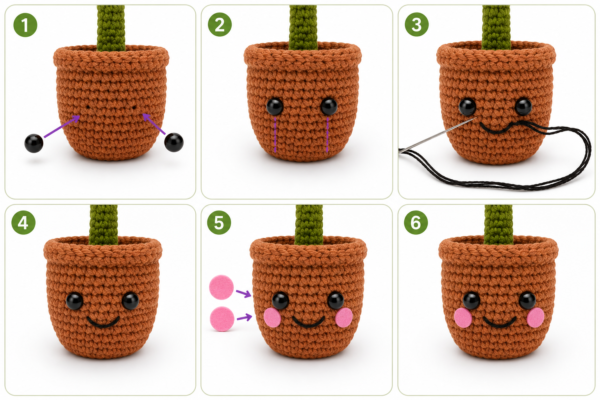 Pot Crochet Pattern PDF | Pull & Grow Amigurumi Plant | Beginner Friendly Crochet Plant Pattern