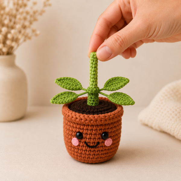 Pot Crochet Pattern PDF | Pull & Grow Amigurumi Plant | Beginner Friendly Crochet Plant Pattern