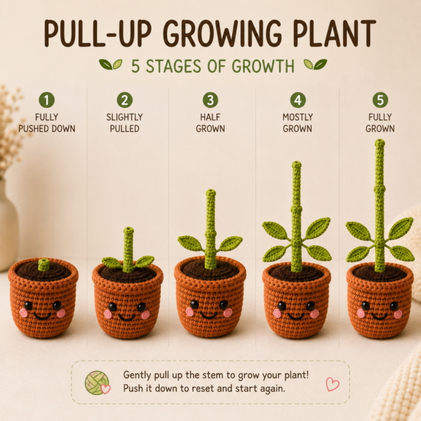 Pot Crochet Pattern PDF | Pull & Grow Amigurumi Plant | Beginner Friendly Crochet Plant Pattern