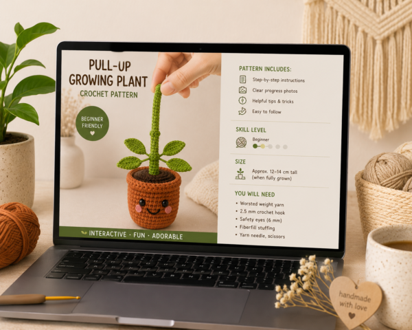 Pot Crochet Pattern PDF | Pull & Grow Amigurumi Plant | Beginner Friendly Crochet Plant Pattern