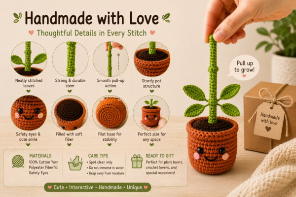 Pot Crochet Pattern PDF | Pull & Grow Amigurumi Plant | Beginner Friendly Crochet Plant Pattern