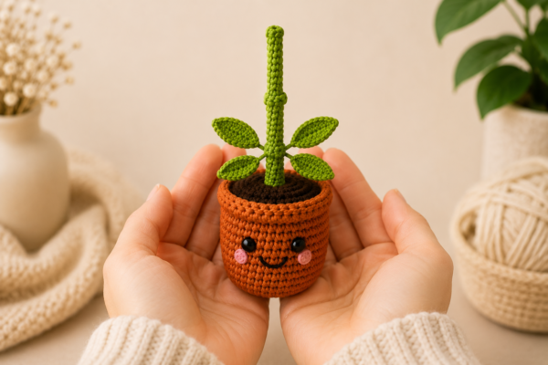 Pot Crochet Pattern PDF | Pull & Grow Amigurumi Plant | Beginner Friendly Crochet Plant Pattern
