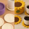 Easy Crochet Pattern Bundle PDF | Beginner Coaster Holder & Sunflower Basket Set