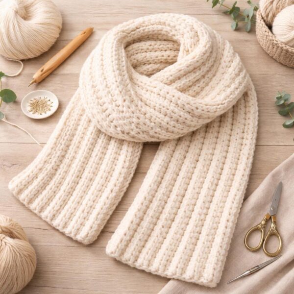 Chunky Ribbed Crochet Scarf Pattern | Easy Beginner BLO (PDF)