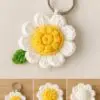 3D Daisy Keychain Crochet Pattern PDF | Easy Puff Stitch Flower Tutoria