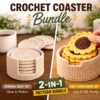 2 in 1 Crochet Coaster Pattern Bundle PDF | Minimal + Sunflower | Beginner Friendly DIY