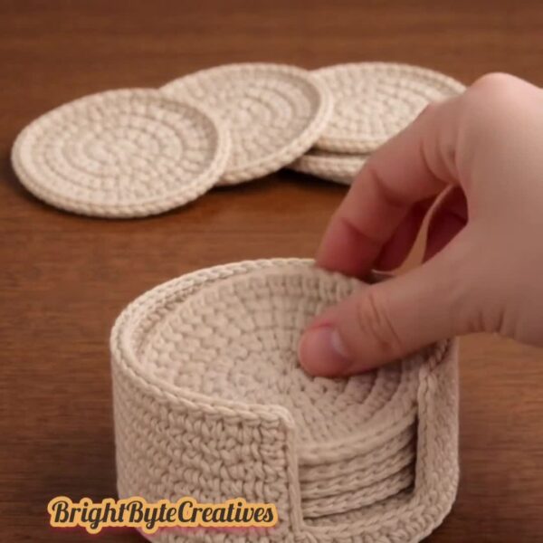 Coaster Holder Crochet Pattern PDF | Minimal Round Coasters & Holder | Beginner Friendly Modern Home Decor