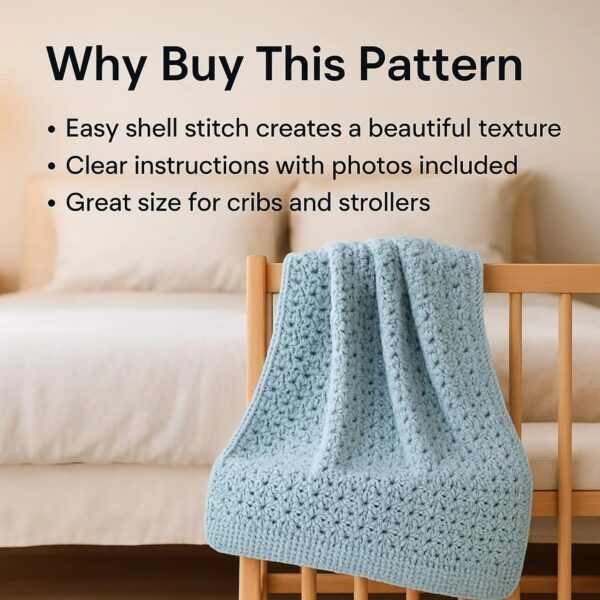 Easy Crochet Stitches for Blankets | Shell Stitch Baby Blanket Pattern PDF