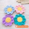 Flower Coaster Crochet Pattern PDF | Beginner Floral Mug Rug | 8 Petal Daisy Coaster