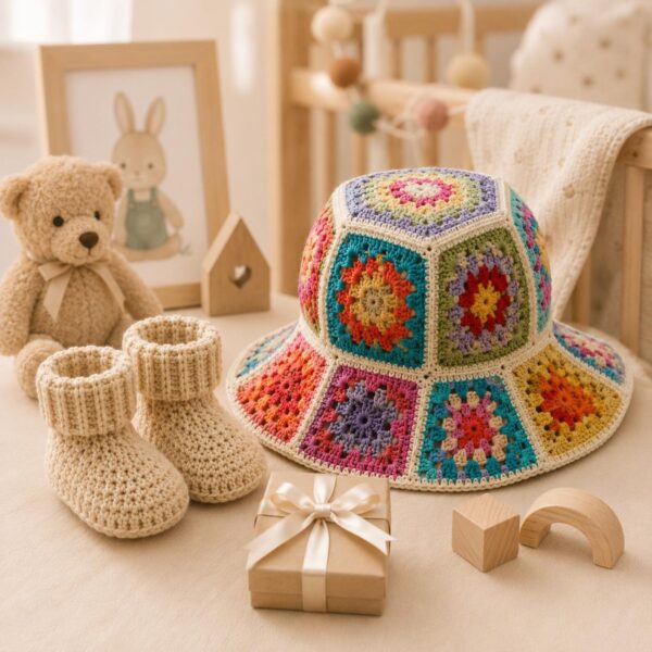 imageye___-_imgi_73_il_1588xN.8147895277_6qfa Granny Square Crochet Pattern Bundle PDF | Bucket Hat and Baby Booties Pattern | Instant Download Crochet Tutorial
