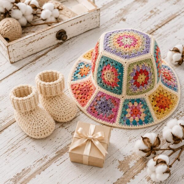 imageye___-_imgi_74_il_1588xN.8099986682_86l2 Granny Square Crochet Pattern Bundle PDF | Bucket Hat and Baby Booties Pattern | Instant Download Crochet Tutorial