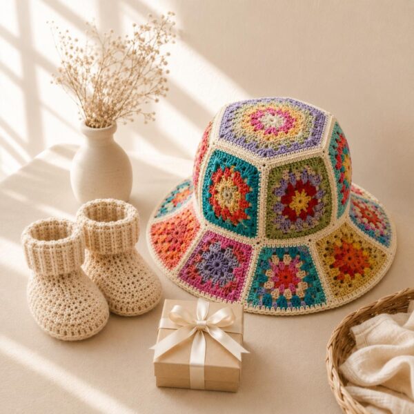 imageye___-_imgi_76_il_1588xN.8147895435_97ed Granny Square Crochet Pattern Bundle PDF | Bucket Hat and Baby Booties Pattern | Instant Download Crochet Tutorial