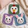 Adorable Animal Crochet Pattern Bundle PDF | Ultimate Chicken Cat Bunny Granny Square Tutorial