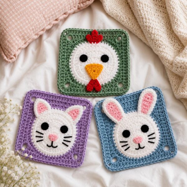 Adorable Animal Crochet Pattern Bundle PDF | Ultimate Chicken Cat Bunny Granny Square Tutorial