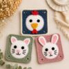 Adorable Animal Crochet Pattern Bundle PDF | Ultimate Chicken Cat Bunny Granny Square Tutorial
