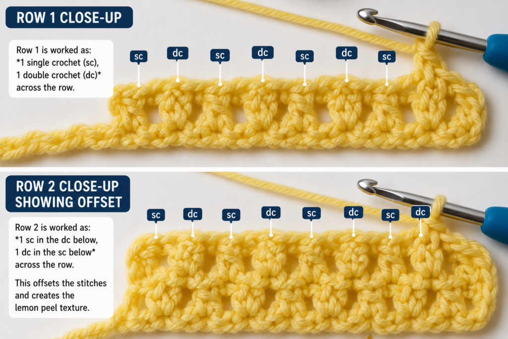 Lemon Peel Crochet Stitch