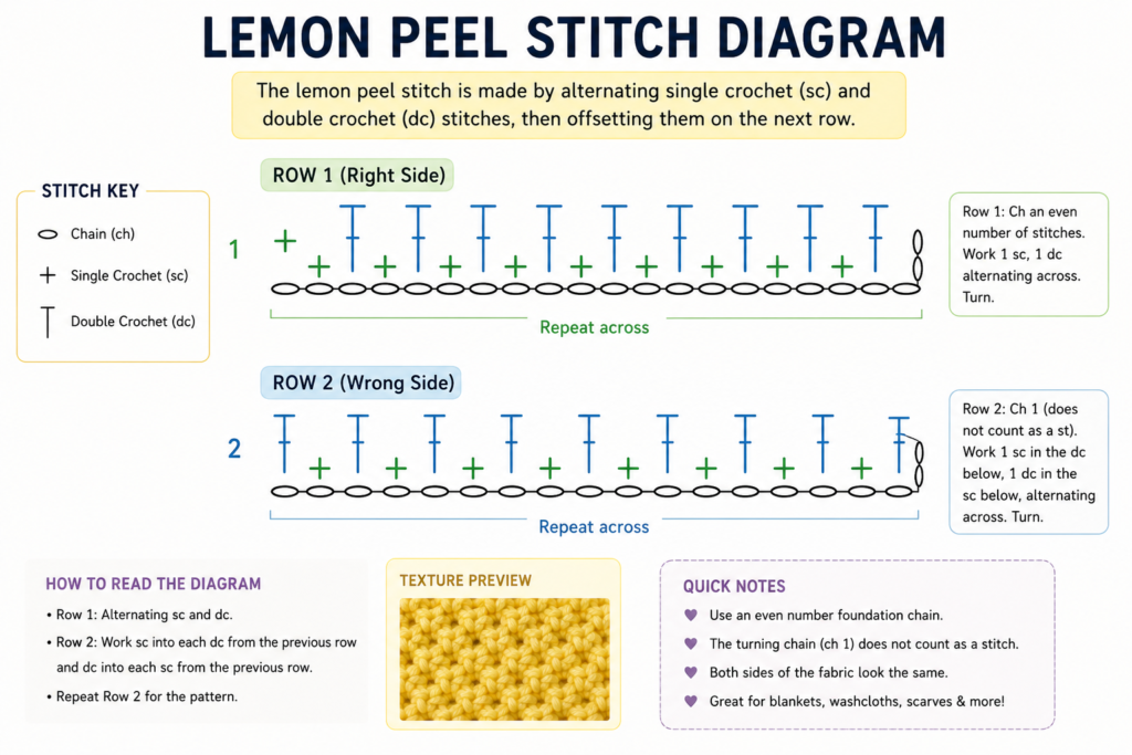 Lemon Peel Crochet Stitch