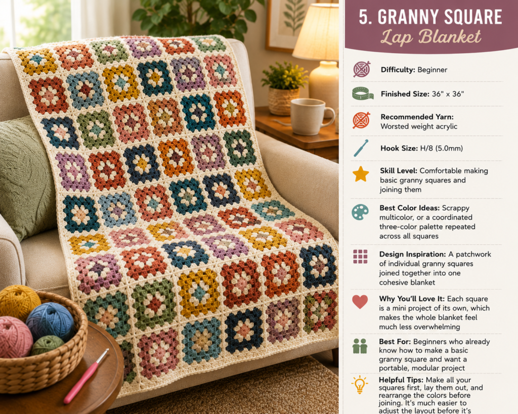 Granny square crochet lap blanket pattern