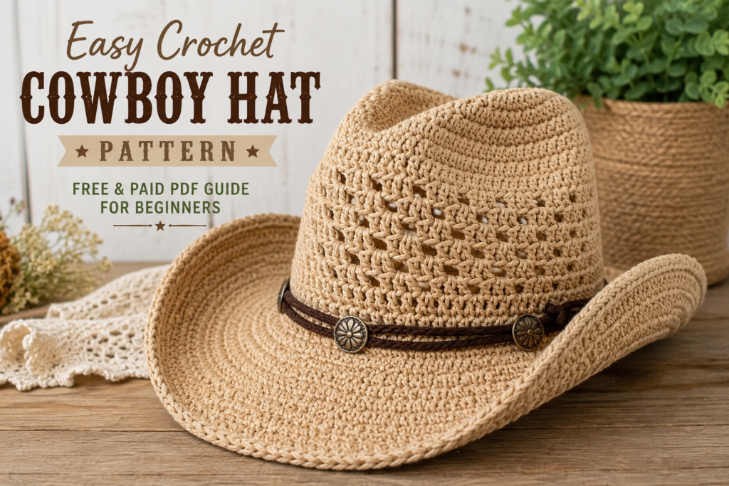 Easy Crochet Cowboy Hat Pattern for beginners