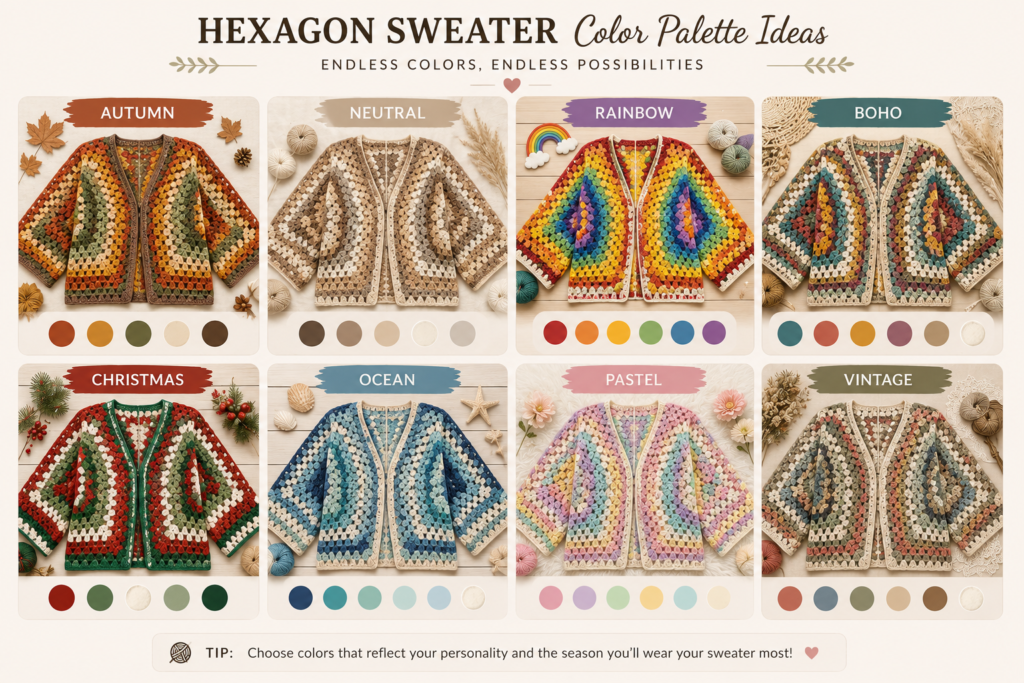 Styling and Color Ideas for Your Granny Hexagon Sweater