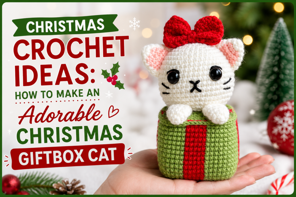 Christmas Crochet Ideas: How to Make an Adorable Christmas Giftbox Cat