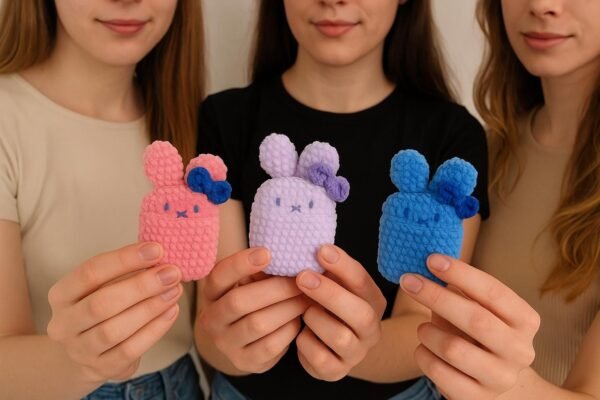 Crochet Bunny AirPods Case: Handmade Milk Cotton Plush Pouch