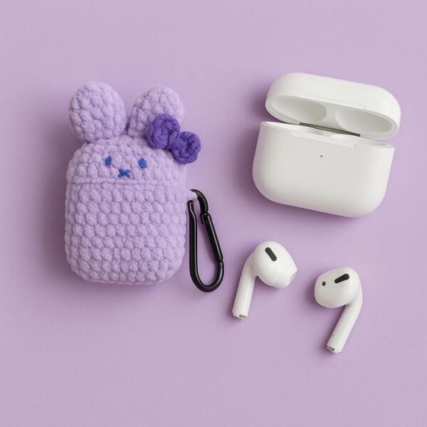 Crochet Bunny AirPods Case: Handmade Milk Cotton Plush Pouch