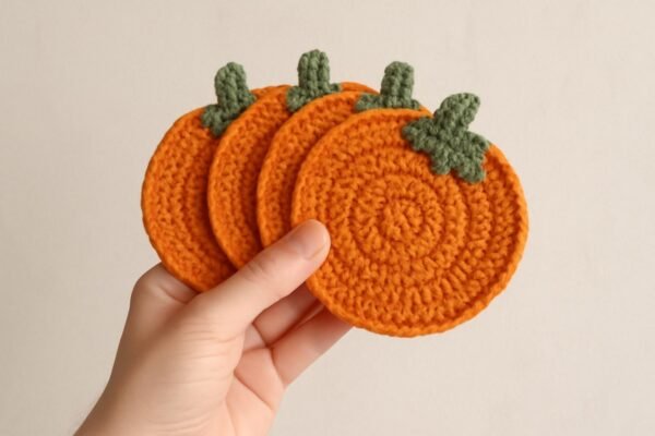 il_fullxfull.7101218512_lbc2.jpg Pumpkin Coaster Crochet Pattern PDF | Beginner-Friendly Fall Decor | Quick Easy Gift | Halloween & Thanksgiving Home