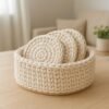 Crochet Basket & Coaster Pattern: Oval Wooden Base, Easy Home Decor (PDF Pattern