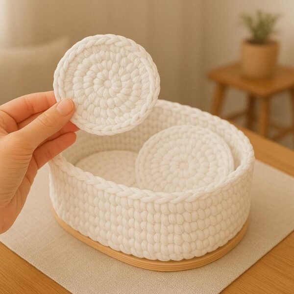 Crochet Basket & Coaster Pattern: Oval Wooden Base, Easy Home Decor (PDF Pattern