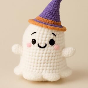 Beginner Crochet Ghost Pattern, Amigurumi Plush PDF, Halloween Witch Hat (Digital Download)
