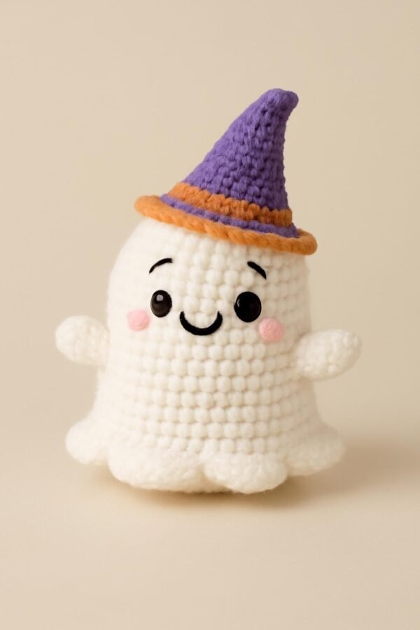 Beginner Crochet Ghost Pattern, Amigurumi Plush PDF, Halloween Witch Hat (Digital Download)