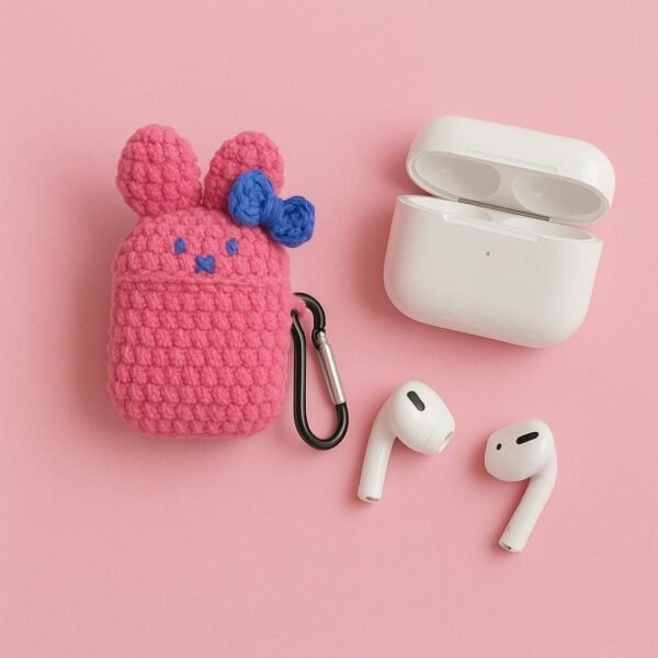 Crochet Bunny AirPods Case: Handmade Milk Cotton Plush Pouch