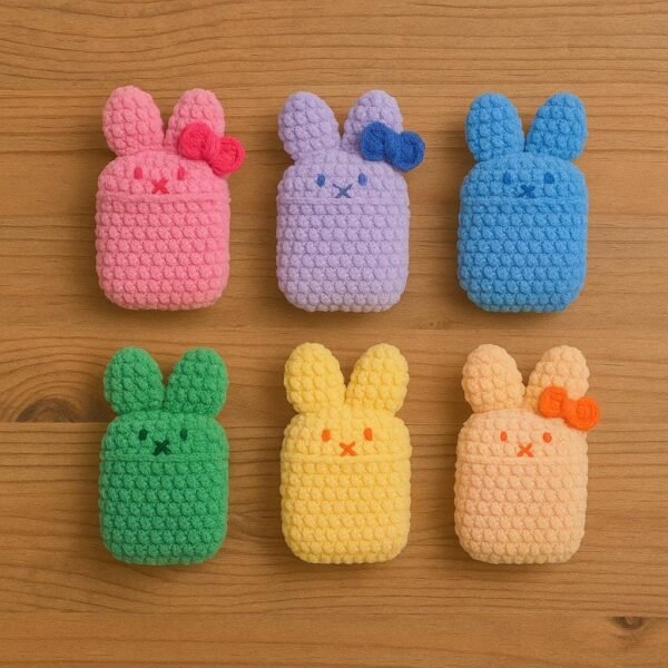 Crochet Bunny AirPods Case: Handmade Milk Cotton Plush Pouch