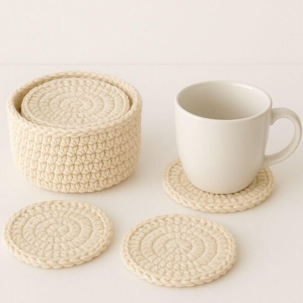il_fullxfull.7150342490_lghc.jpg Crochet Coaster Pattern with Holder: Easy Round Coasters (PDF Pattern)