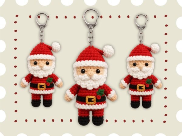 Santa Claus Amigurumi Crochet Keychain Pattern PDF | Beginner Digital File