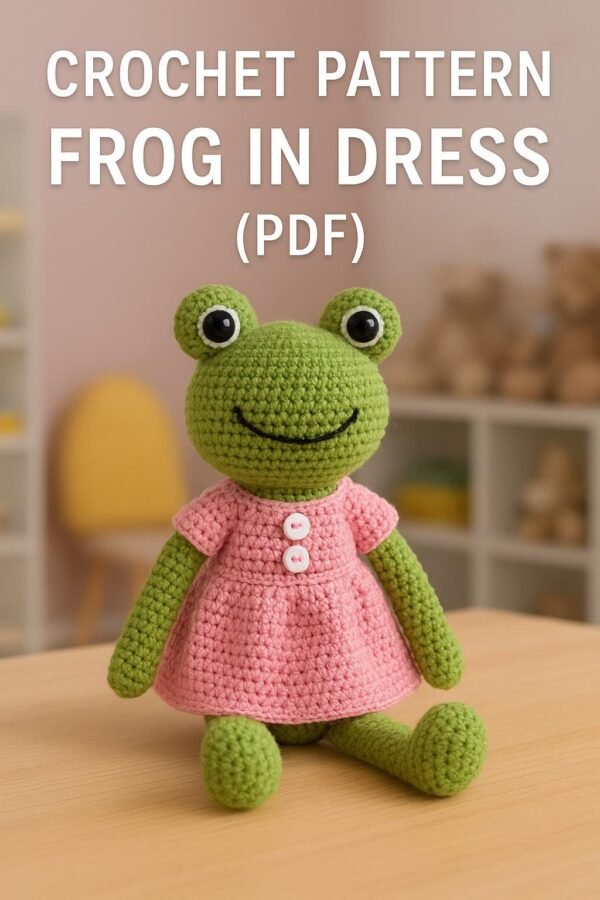 il_fullxfull.7152367672_nbq3.jpg Crochet Frog Doll Pattern | Amigurumi in Dress PDF Tutorial Digital Download