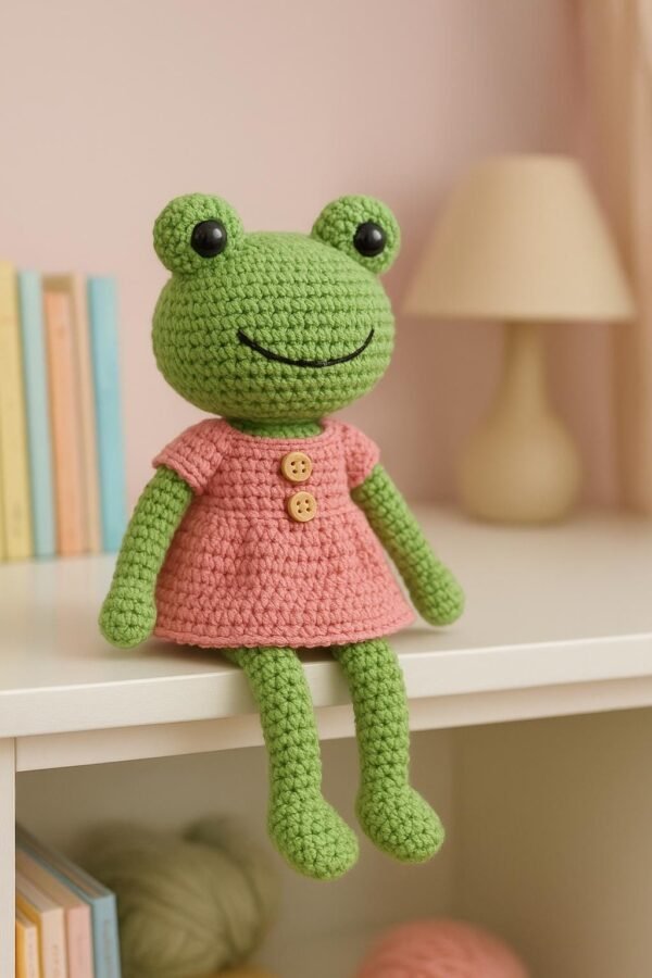 il_fullxfull.7152369858_8qf9.jpg Crochet Frog Doll Pattern | Amigurumi in Dress PDF Tutorial Digital Download
