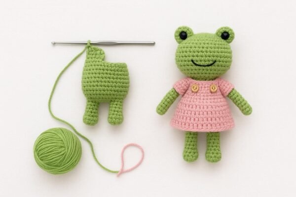 il_fullxfull.7152370030_6hke.jpg Crochet Frog Doll Pattern | Amigurumi in Dress PDF Tutorial Digital Download