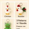 il_fullxfull.7157306956_hz6g.jpg Farm Animal Crochet Pattern PDF | Amigurumi Keychains Chicken, Rooster & Frog