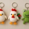 il_fullxfull.7157306988_1agl.jpg Farm Animal Crochet Pattern PDF | Amigurumi Keychains Chicken, Rooster & Frog