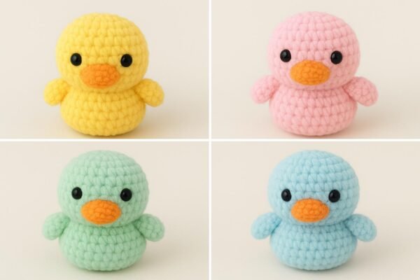 No-Sew Crochet Duck Plush Pattern, Chunky Chenille Amigurumi PDF Digital File, Farm Animal Toy,