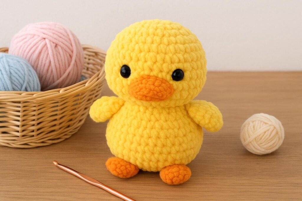 No-Sew Crochet Duck Plush Pattern, Chunky Chenille Amigurumi PDF Digital File, Farm Animal Toy,