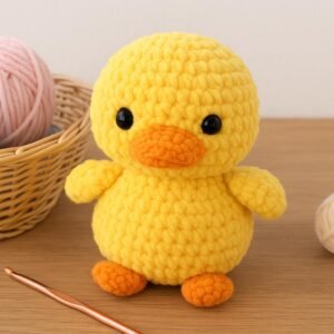 No-Sew Crochet Duck Plush Pattern, Chunky Chenille Amigurumi PDF Digital File, Farm Animal Toy,