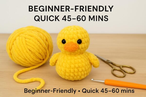 No-Sew Crochet Duck Plush Pattern, Chunky Chenille Amigurumi PDF Digital File, Farm Animal Toy,