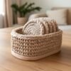 Crochet Basket & Coaster Pattern: Oval Wooden Base, Easy Home Decor (PDF Pattern