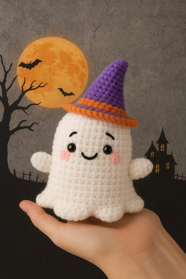 il_fullxfull.7171023125_negm.jpg Beginner Crochet Ghost Pattern, Amigurumi Plush PDF, Halloween Witch Hat (Digital Download)