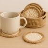 Crochet Coaster Pattern PDF, Round Coasters & Basket Holder, Beginner Crochet Pattern, Modern Home Decor