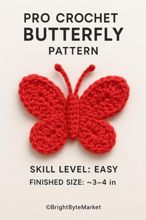 Crochet Butterfly Pattern: Easy Amigurumi Appliqué (PDF Download)
